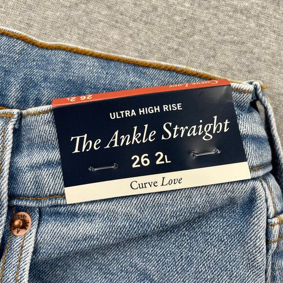 Abercrombie & Fitch Curve Love Ankle Straight Jeans 26 / 2 Long Hi Rise Fray Hem - Picture 7 of 16